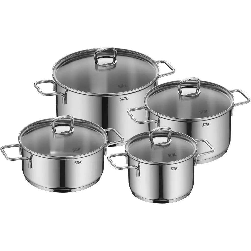 4-Piece Stainless Steel Induction Cookware Set with Glass Lid, Uncoated, Oven-Safe
4-Piece Stainless Steel Induction Cookware Set with Glass Lid, Uncoated, Oven-Safe