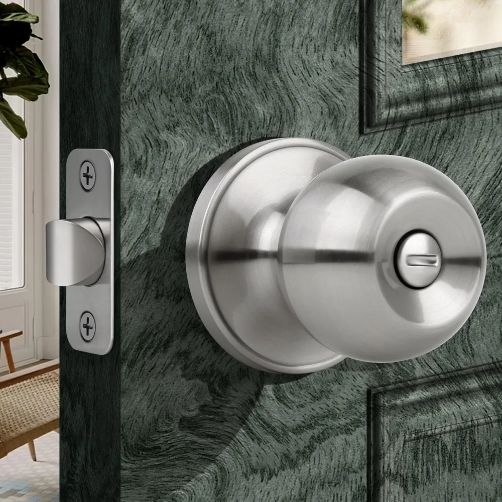 Round Ball Style Privacy Door Knob, No Key Interior Door Knob, Turn Thumb Locking Doorknob for Bedroom Bathroom, Satin Nickel F
Round Ball Style Privacy Door Knob, No Key Interior Door Knob, Turn Thumb Locking Doorknob for Bedroom Bathroom, Satin Nickel F