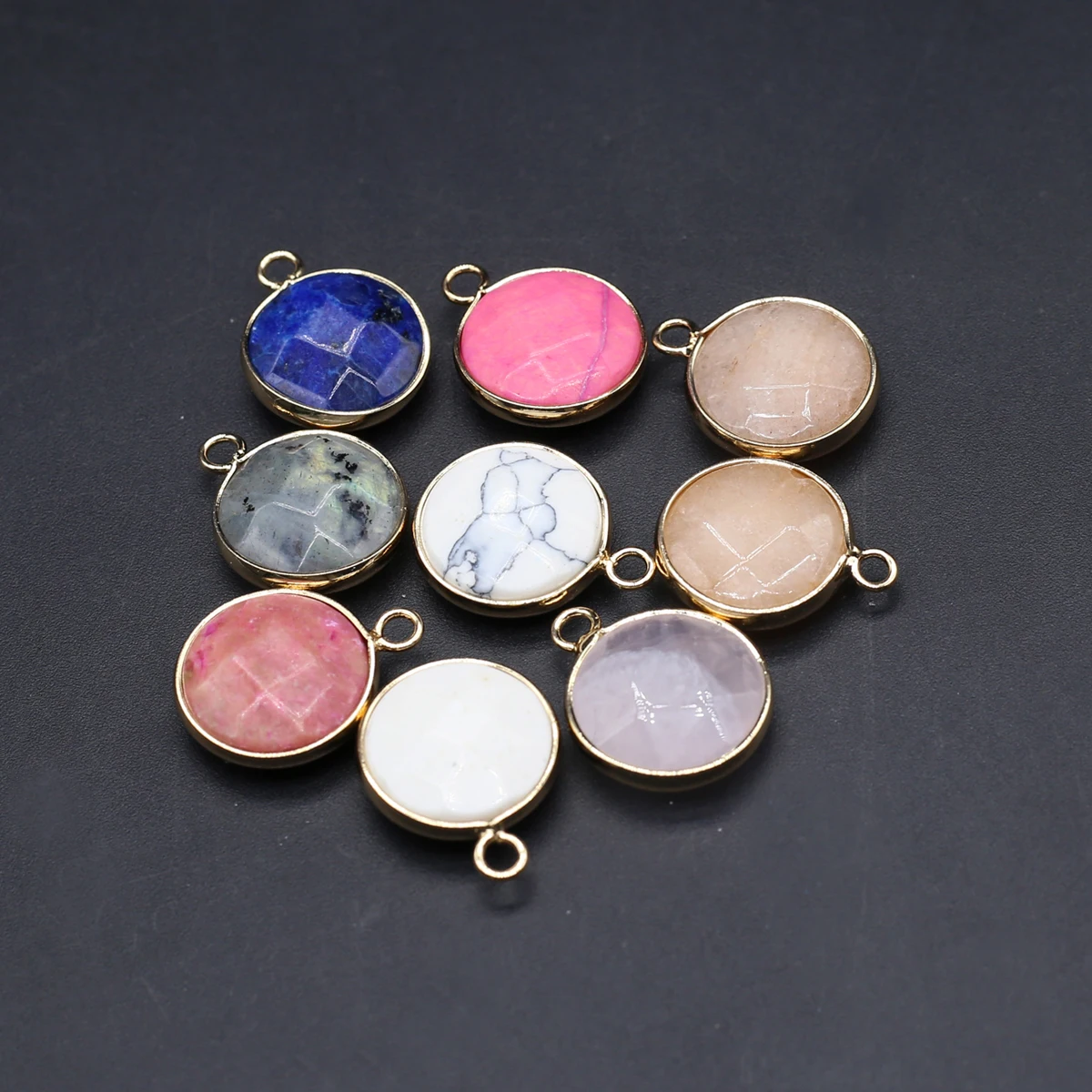 15PCS Natural Semiprecious Stone Random Color Round Gold Pendant 16mm Jewelry Making DIY Necklace Earrings Accessories Gift
15PCS Natural Semiprecious Stone Random Color Round Gold Pendant 16mm Jewelry Making DIY Necklace Earrings Accessories Gift