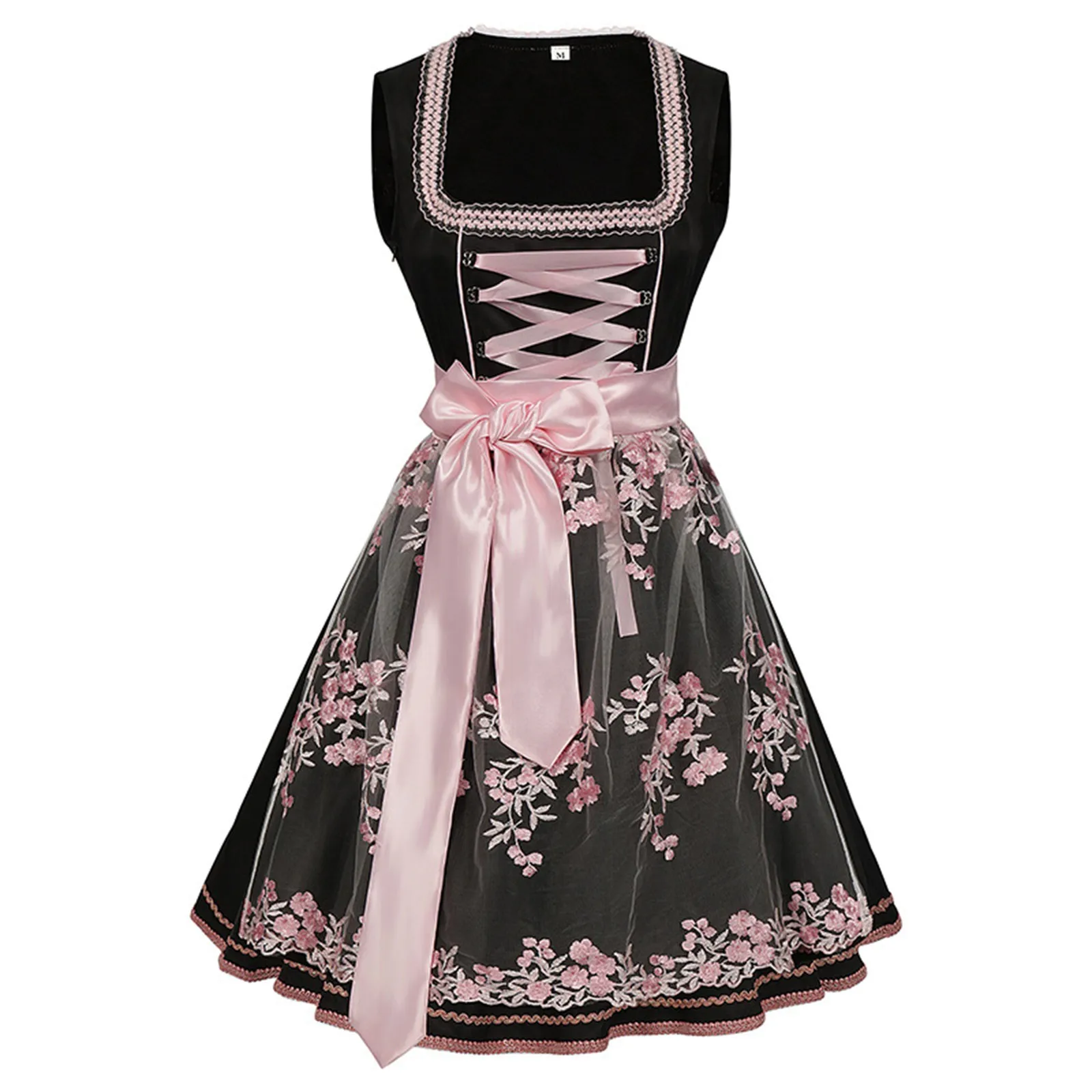 Women Oktoberfest Dress With Floral Sheer Apron Lace-Up Dirndl Dresses Festival Traditional Bavarian Beer Costumes Clothes
Women Oktoberfest Dress With Floral Sheer Apron Lace-Up Dirndl Dresses Festival Traditional Bavarian Beer Costumes Clothes