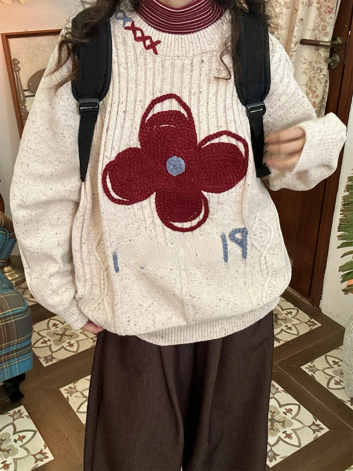 Autumn Winter Knitted round Ne Pullover Sweater Men's Warmth Floral Hook Weave C2 Japanese Sle 3D Flower Print Top
Autumn Winter Knitted round Ne Pullover Sweater Men's Warmth Floral Hook Weave C2 Japanese Sle 3D Flower Print Top