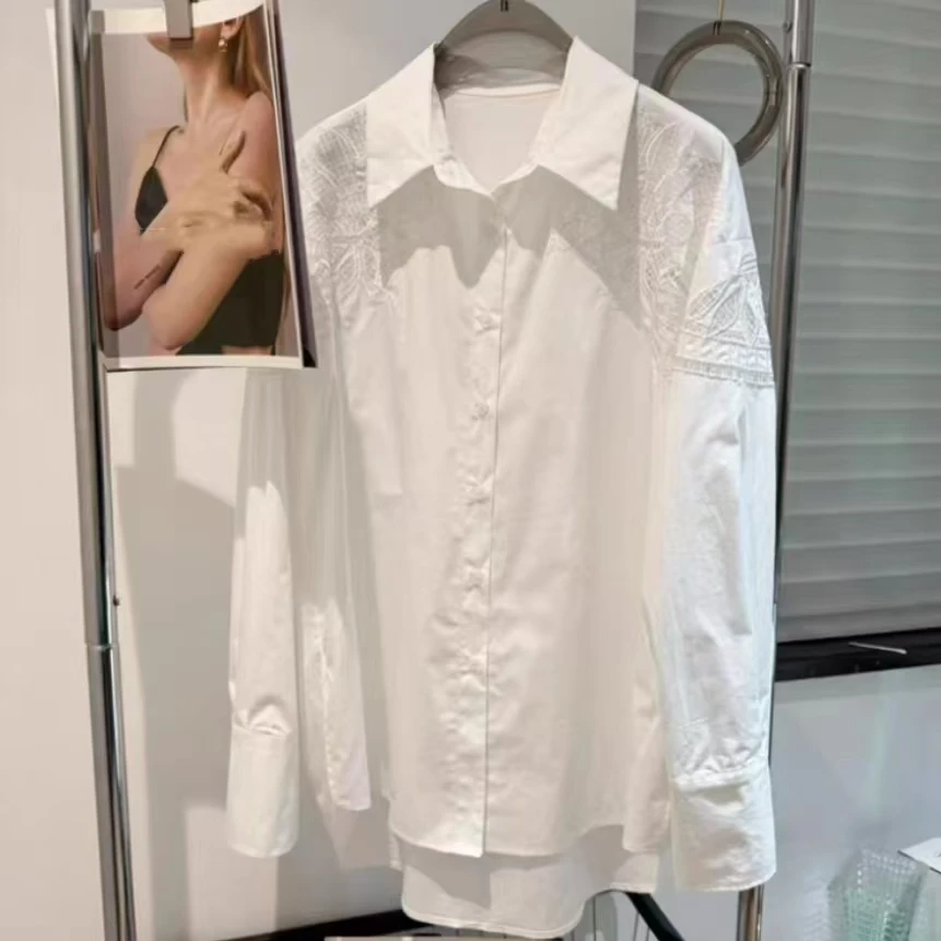 High-end Embroidery Cotton Loose Casual Shirts Blouses Women 2025 Spring Long Sleeve Single Breasted Tops Korean Popular Clothes
High-end Embroidery Cotton Loose Casual Shirts Blouses Women 2025 Spring Long Sleeve Single Breasted Tops Korean Popular Clothes