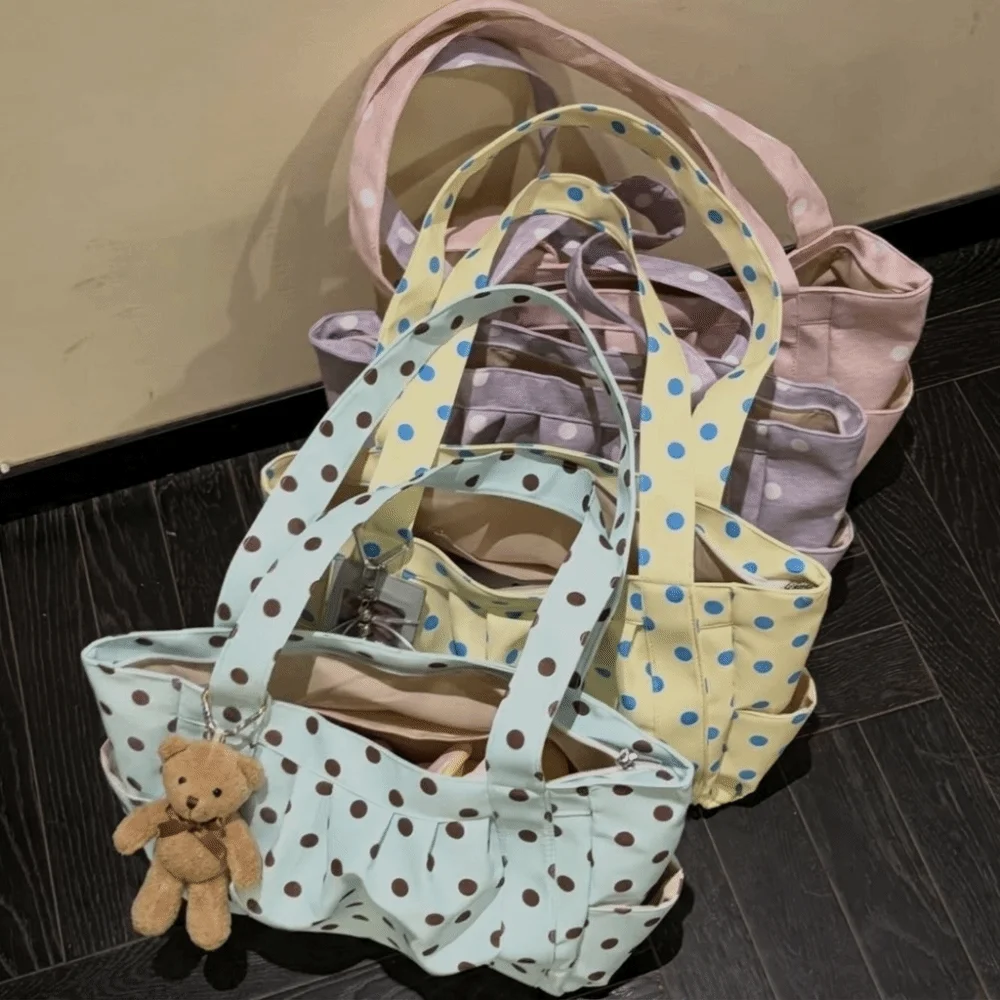 Portable Sweet Polka Dot Shoulder Bag Canvas Large Capacity Tote Bag Polyester Soft Lightweight Handbag Daily Wear
Portable Sweet Polka Dot Shoulder Bag Canvas Large Capacity Tote Bag Polyester Soft Lightweight Handbag Daily Wear