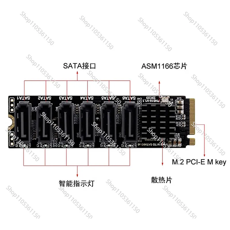 6-port m.2 to sata3.0 expansion card m-eky nvme to sata adapter card nas synology hard drive expansion
6-port m.2 to sata3.0 expansion card m-eky nvme to sata adapter card nas synology hard drive expansion