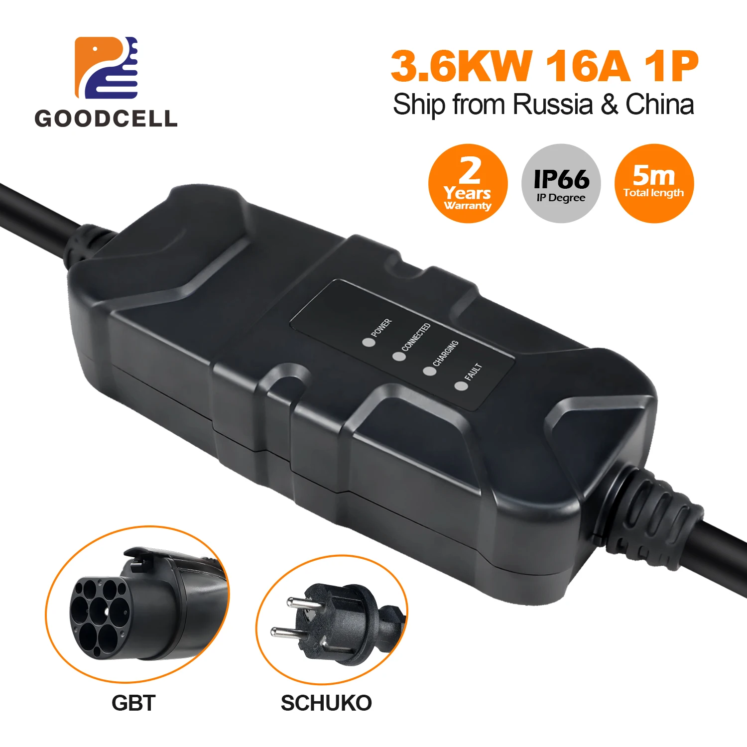 GOODCELL Electric Vehicle Car Charger EVSE Wallbox 16A 3.6KW Power Plug 5m Charging Box Plug 1Phase EV Portable Charger GBT
GOODCELL Electric Vehicle Car Charger EVSE Wallbox 16A 3.6KW Power Plug 5m Charging Box Plug 1Phase EV Portable Charger GBT