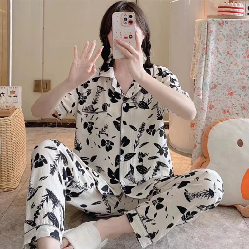 Women's Pajamas Summer Ins Princess Style Cute Short-sleeved Trousers Thin Home Clothes Suit
Women's Pajamas Summer Ins Princess Style Cute Short-sleeved Trousers Thin Home Clothes Suit
