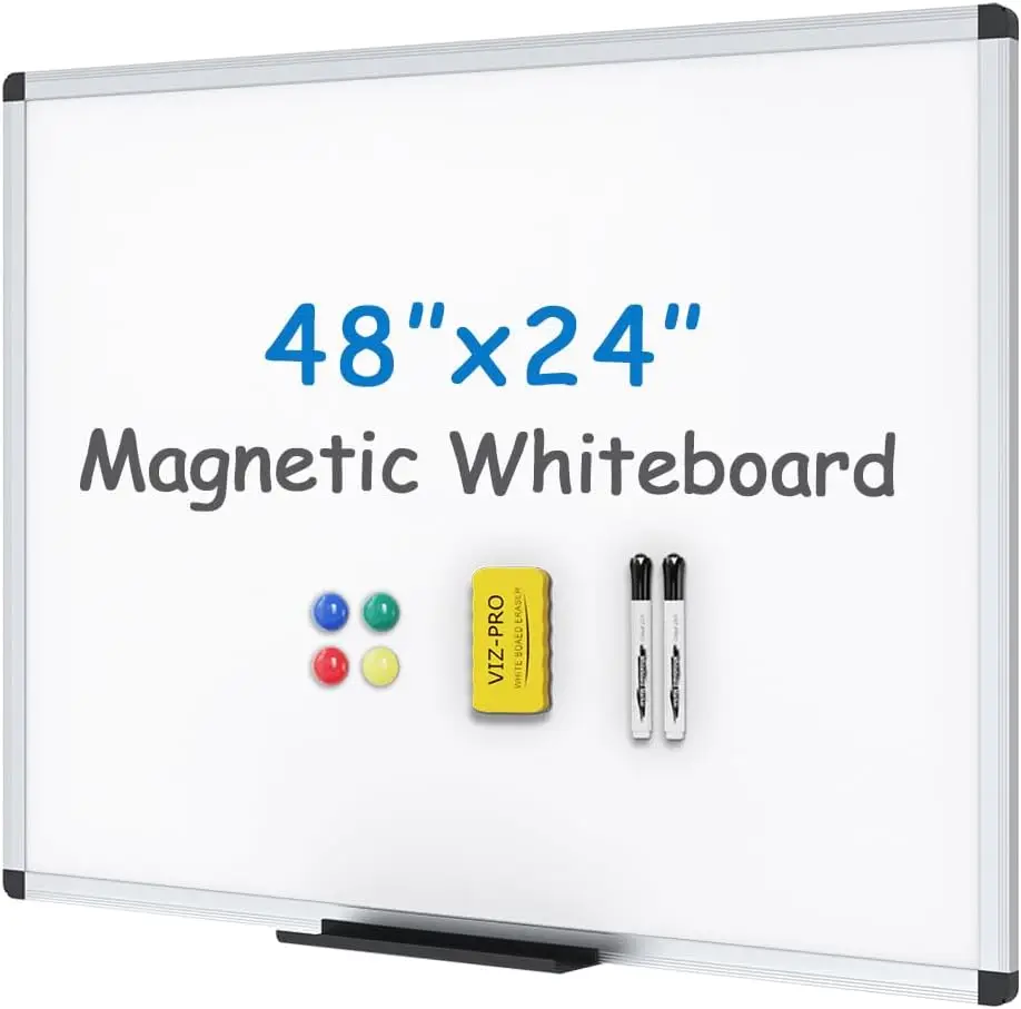 Magnetic Whiteboard 48x24 Inches Dry Erase Board with Eraser, Markers & Magnets for Home Office School
Magnetic Whiteboard 48x24 Inches Dry Erase Board with Eraser, Markers & Magnets for Home Office School