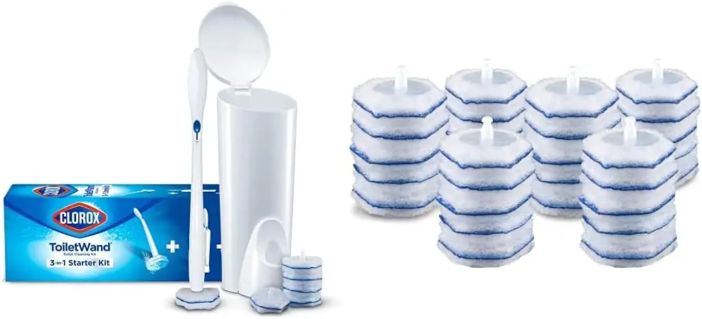 ToiletWand Disposable Toilet Cleaning System (ToiletWand, Storage Caddy and 6 Refill Heads) and
ToiletWand Disposable Toilet Cleaning System (ToiletWand, Storage Caddy and 6 Refill Heads) and
