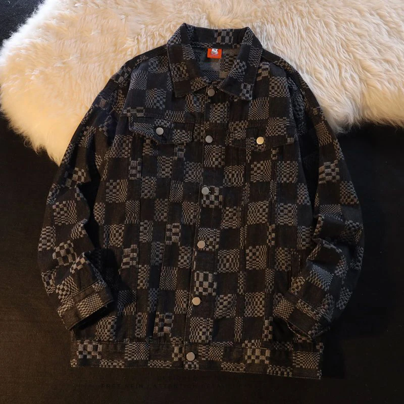 Men's High Street Retro Checkerboard Denim Jacket Women Spring Autumn Couple Single Breasted Long Sleeves Cowboy Jackets
Men's High Street Retro Checkerboard Denim Jacket Women Spring Autumn Couple Single Breasted Long Sleeves Cowboy Jackets