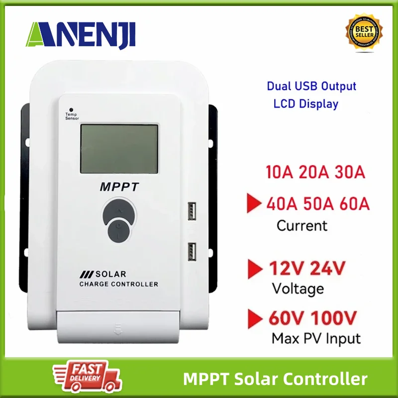 MPPT Солнечный контроллер 60A 40A 20A PV Вход 100VDC Регулятор заряда солнечной батареи для 12V 24V Автоматический свинцово-кислотный литиевый LiFePO4 Dual USB
MPPT Солнечный контроллер 60A 40A 20A PV Вход 100VDC Регулятор заряда солнечной батареи для 12V 24V Автоматический свинцово-кислотный литиевый LiFePO4 Dual USB