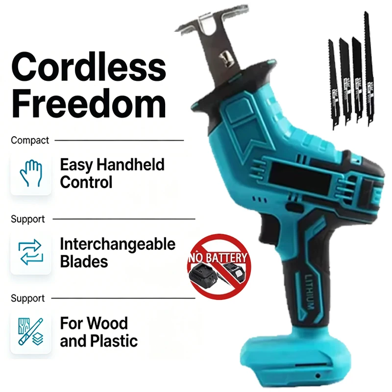 Rechargeable Electric Cordless Reciprocating Saw Electric Horse Knife Small Handheld Outdoor Cutting Saw for Makita 18V Battery
Rechargeable Electric Cordless Reciprocating Saw Electric Horse Knife Small Handheld Outdoor Cutting Saw for Makita 18V Battery