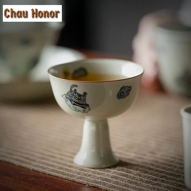 2pc/set 70ml Boutique Honey Galze Tiger Art Ceramic Tea Cups Chinese Style High Foot Master Cup Kung Fu Teaware New Years Gifts
2pc/set 70ml Boutique Honey Galze Tiger Art Ceramic Tea Cups Chinese Style High Foot Master Cup Kung Fu Teaware New Years Gifts