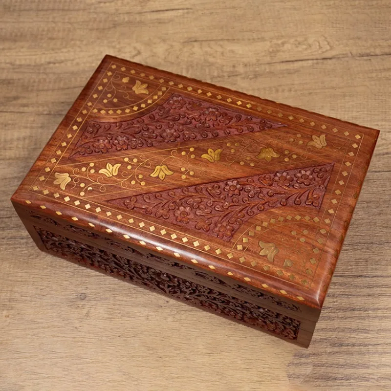 Luxury Jewelry Box Indian Hand Carved Copper Inlaid Double Lock Wooden Ring Bracelet Necklace Organizer
Luxury Jewelry Box Indian Hand Carved Copper Inlaid Double Lock Wooden Ring Bracelet Necklace Organizer