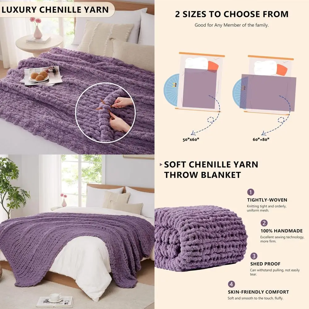 60x80 Deep Purple Thick Cable Knit Chenille Throw Blanket for Bed & Couch - Handmade Large Crochet Rope Blanket for Home Decor
60x80 Deep Purple Thick Cable Knit Chenille Throw Blanket for Bed & Couch - Handmade Large Crochet Rope Blanket for Home Decor
