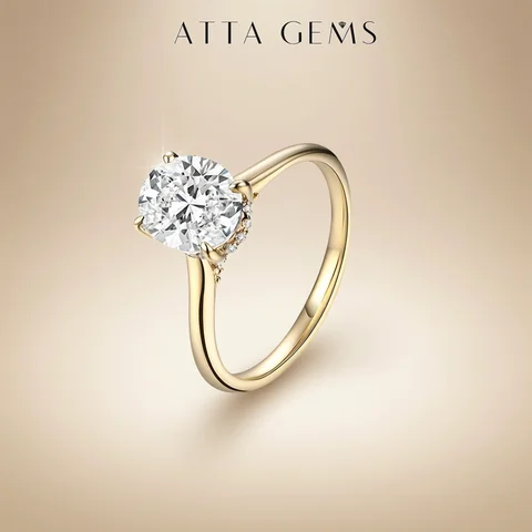 ATTAGEMS Oval Cut 9*7mm 2CT D VVS1 Moissanite Rings S925 Sterling Silver for Women Engagement Wedding Lady's Jewelry Gift Luxury
