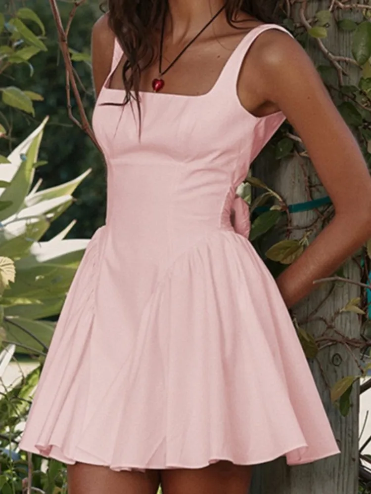 2025 New Fashion Solid Dress Elegant Backless Sexy A Line Short Dress Women Sleeveless Square Collar Fit And Flare Dresses
2025 New Fashion Solid Dress Elegant Backless Sexy A Line Short Dress Women Sleeveless Square Collar Fit And Flare Dresses