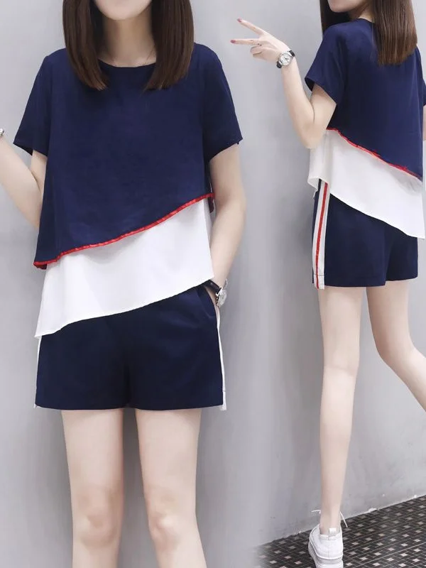 plus Size Women's Fashionable Loose Patchwork Set Short Sleeve round Neck Casual Two-Piece Suit Korean Style Summer New Arrival
plus Size Women's Fashionable Loose Patchwork Set Short Sleeve round Neck Casual Two-Piece Suit Korean Style Summer New Arrival