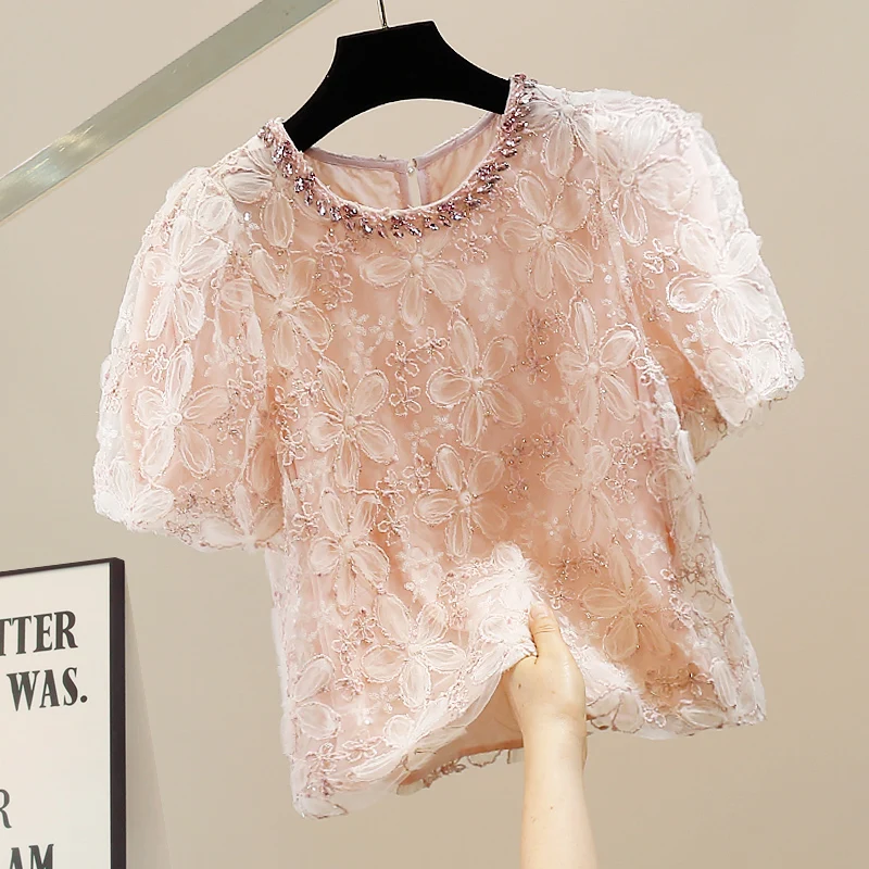 Faionable Heavy Embroidery Beaded Bubble Sve irt Свободный крой Женский модный топ круглый Ne ort Sve Летний повседневный
Faionable Heavy Embroidery Beaded Bubble Sve irt Свободный крой Женский модный топ круглый Ne ort Sve Летний повседневный