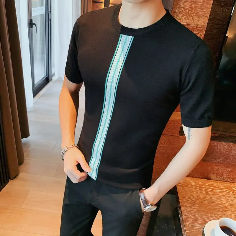 2023 High Quality Men Knitted T Shirts Mens Short Sleeve Slim Fit Solid Casual Stretched Sweater round neck Tee A12
2023 High Quality Men Knitted T Shirts Mens Short Sleeve Slim Fit Solid Casual Stretched Sweater round neck Tee A12