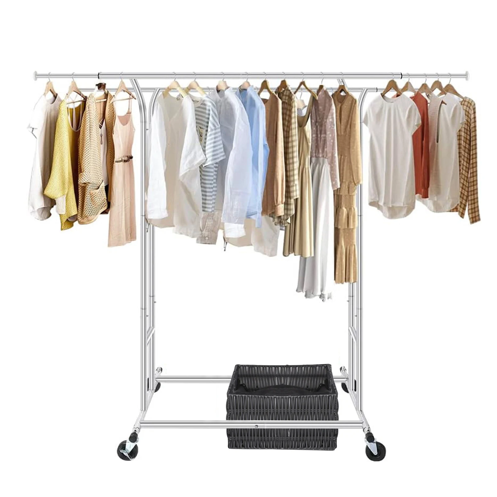 Clothing Rack 400 lbs Heavy Duty Collapsible Garment Rack Rolling Clothes Rack Commercial Grade for Hanging Clothes Adjustable
Clothing Rack 400 lbs Heavy Duty Collapsible Garment Rack Rolling Clothes Rack Commercial Grade for Hanging Clothes Adjustable