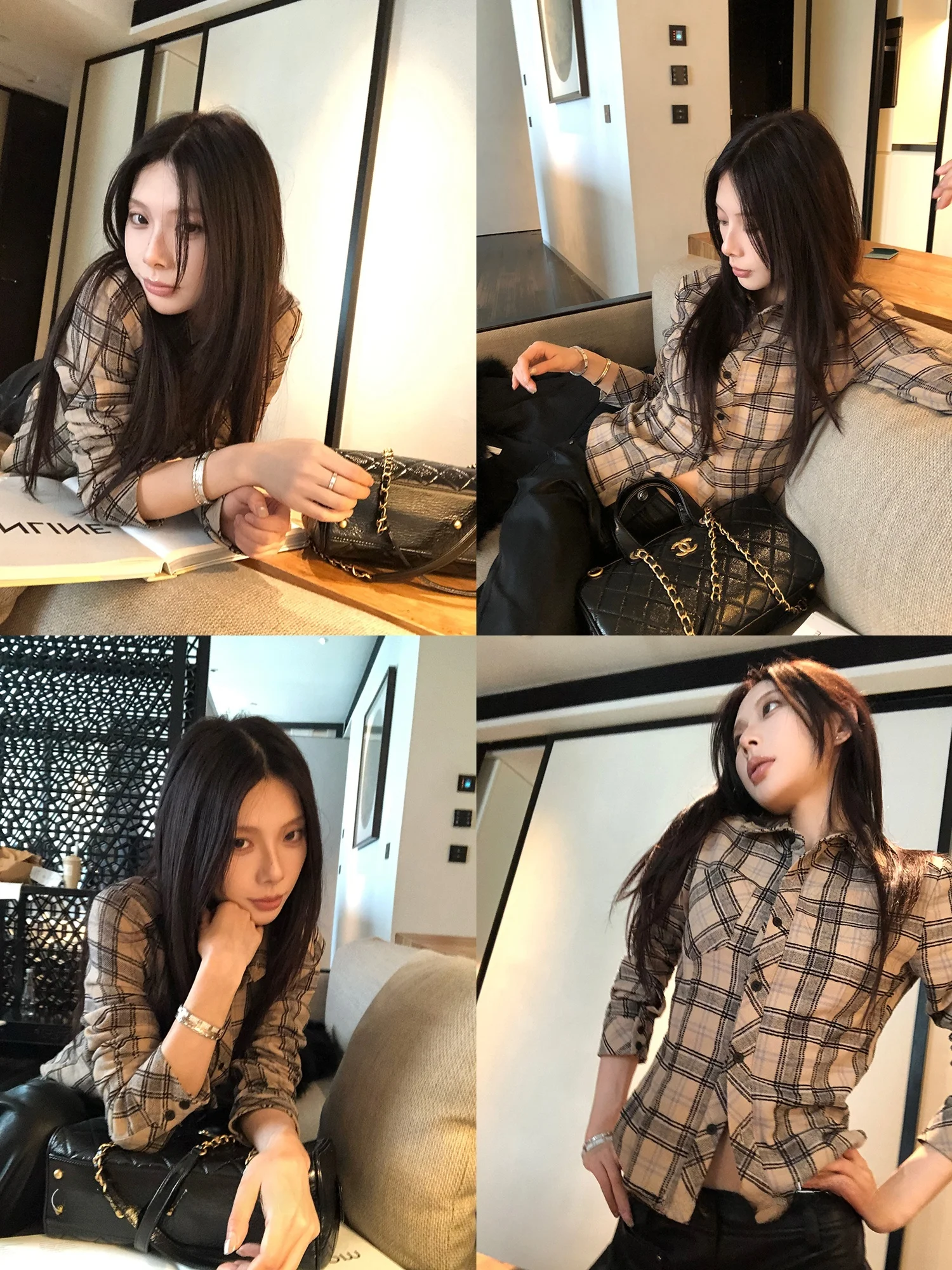 Khaki Plaid Women's Shirt Slim Fit Long Sleeve Inner Wear Vintage Style Short Length Girl's Fashionable Age-Defying Top
Khaki Plaid Women's Shirt Slim Fit Long Sleeve Inner Wear Vintage Style Short Length Girl's Fashionable Age-Defying Top
