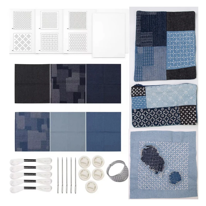Sashiko Kit Sashiko Thread And Needles Thimble Denim Fabric Water Soluble Japanese Embroidery Kit For Beginners Hand Quilting
Sashiko Kit Sashiko Thread And Needles Thimble Denim Fabric Water Soluble Japanese Embroidery Kit For Beginners Hand Quilting