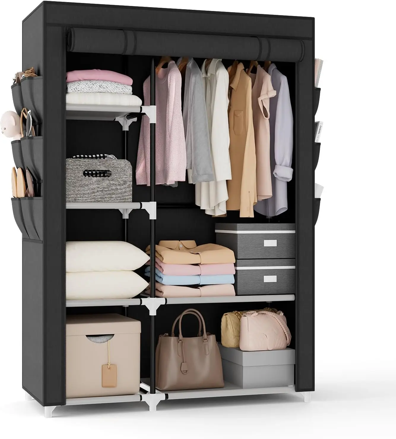 Wardrobe Closet, 41.7 Inch Wide Portable Closets for Hanging Clothes with 1 Hanging Rod, 6 Shelves, 6 Pockets, Clothes Rack w
Wardrobe Closet, 41.7 Inch Wide Portable Closets for Hanging Clothes with 1 Hanging Rod, 6 Shelves, 6 Pockets, Clothes Rack w