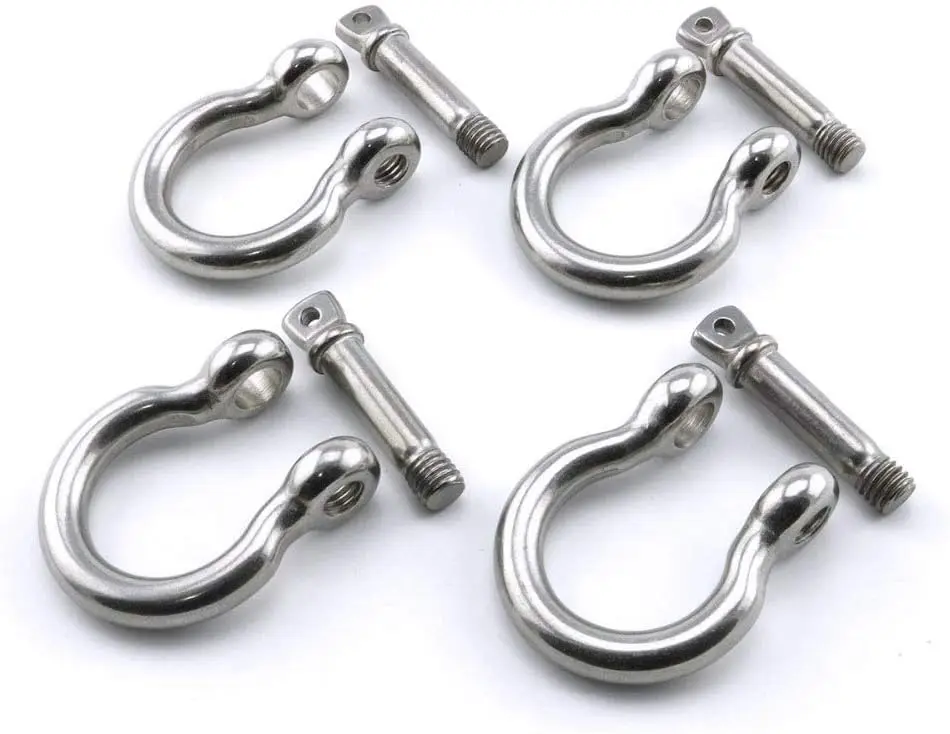 4 Pcs 1/4" Stainless Steel Anchor Shackle, Heavy Duty Bow Shackle for Lifting, Sailing, Rigging, Survival
4 Pcs 1/4" Stainless Steel Anchor Shackle, Heavy Duty Bow Shackle for Lifting, Sailing, Rigging, Survival