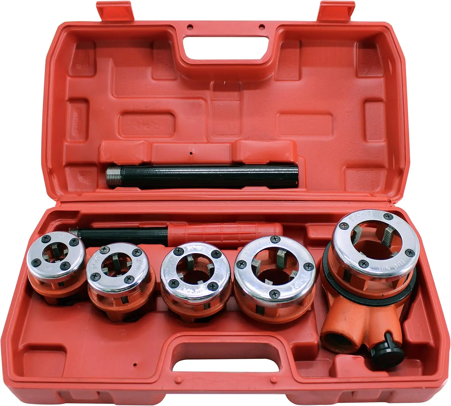R Ratchet Pipe Threader Kit - 5 Dies 3/8" to 1-1/4" Ratcheting Tool Set