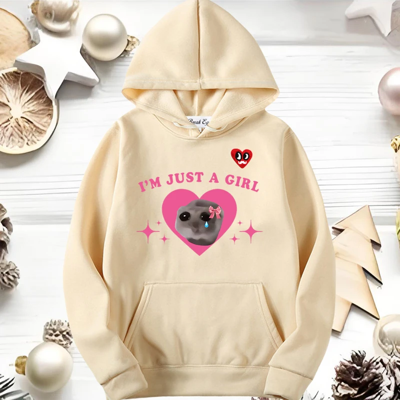 Sad Hamster I'm Just A Girl Printing Women Hoodie Polyester Red Eyes Beard Heart Embroidery Pullover Pockets Loose Lady Hoody
Sad Hamster I'm Just A Girl Printing Women Hoodie Polyester Red Eyes Beard Heart Embroidery Pullover Pockets Loose Lady Hoody