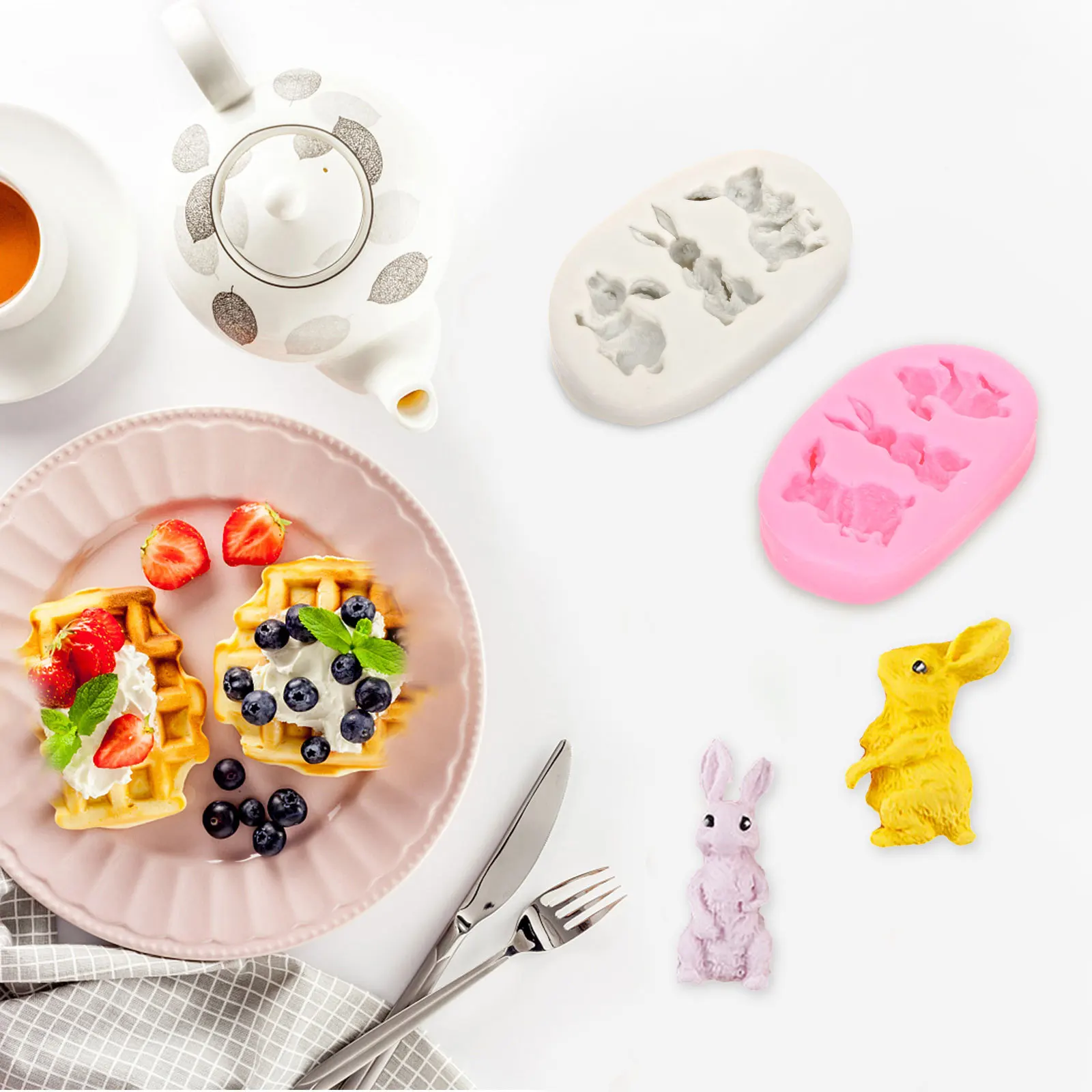 2Pcs Rabbit Silicone Molds Easter Bunny Fondant Baking Mold Chocolate Candy Silicone Easter Chocolate Molds for Baking 
2Pcs Rabbit Silicone Molds Easter Bunny Fondant Baking Mold Chocolate Candy Silicone Easter Chocolate Molds for Baking