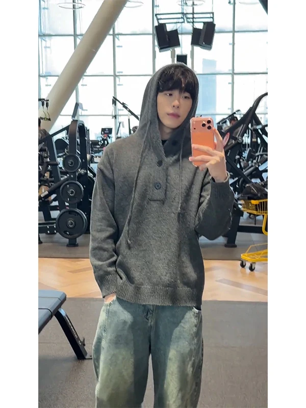 Deep ey Heavy Knit Hoodie Men's Spring American Sle Semi-Unbuttoned Loose Base Layer Casual Hat irt Soft Comfortable
Deep ey Heavy Knit Hoodie Men's Spring American Sle Semi-Unbuttoned Loose Base Layer Casual Hat irt Soft Comfortable