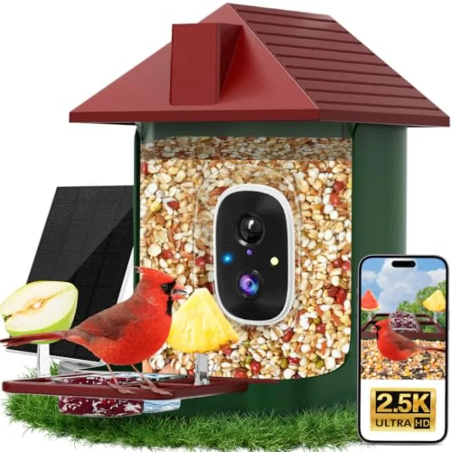 Smart Bird Feeder with Camera for Outdoor Use ABS Plastic Red Green 5200mAh Battery with Solar Panel 4K Native Resolution Live
Smart Bird Feeder with Camera for Outdoor Use ABS Plastic Red Green 5200mAh Battery with Solar Panel 4K Native Resolution Live
