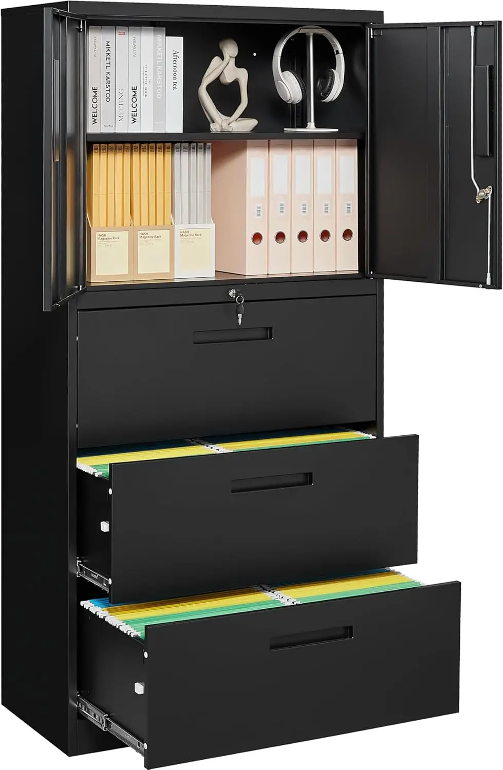 3 Drawer Lateral File Cabinet with Lock and Shelf,Black Metal Filling Cabinet with Drawers and Shelf, Locking File Storage
3 Drawer Lateral File Cabinet with Lock and Shelf,Black Metal Filling Cabinet with Drawers and Shelf, Locking File Storage