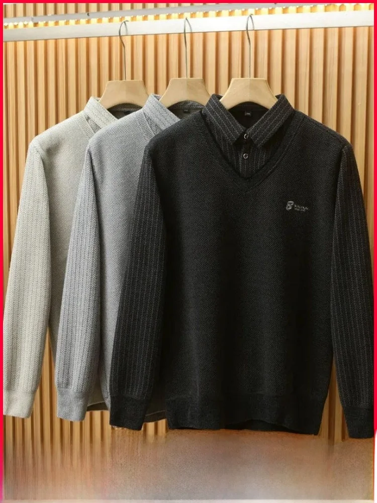 Итальянский люксовый повседневный вязаный свитер для мужчин: осенне-зимний, модный, теплый, универсальный, с эффектом двухслойности, из полиэфирного волокна
Итальянский люксовый повседневный вязаный свитер для мужчин: осенне-зимний, модный, теплый, универсальный, с эффектом двухслойности, из полиэфирного волокна