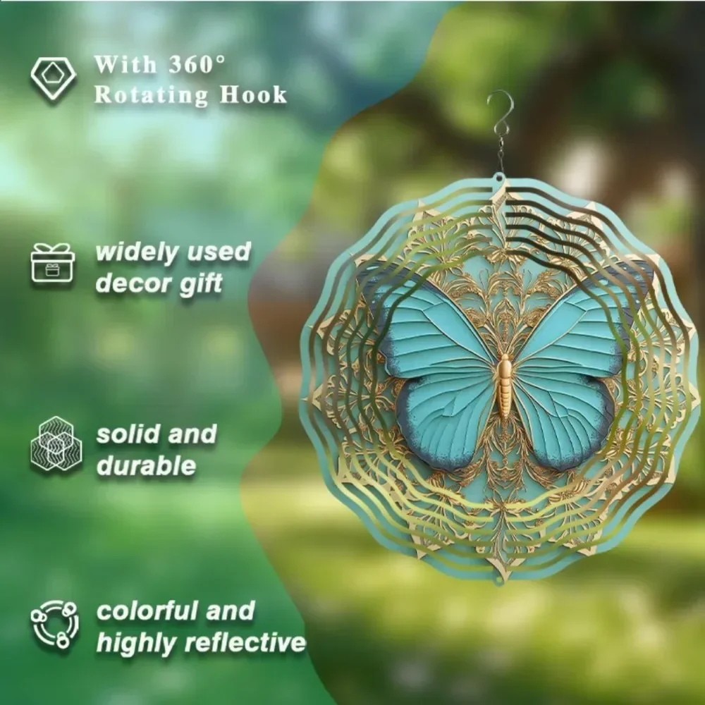 Garden Wind Chime,Summer Outdoor Wind Chime, with 360° Rotating Hook, Metal Blue And Golden Butterfly Windmill,
Garden Wind Chime,Summer Outdoor Wind Chime, with 360° Rotating Hook, Metal Blue And Golden Butterfly Windmill,