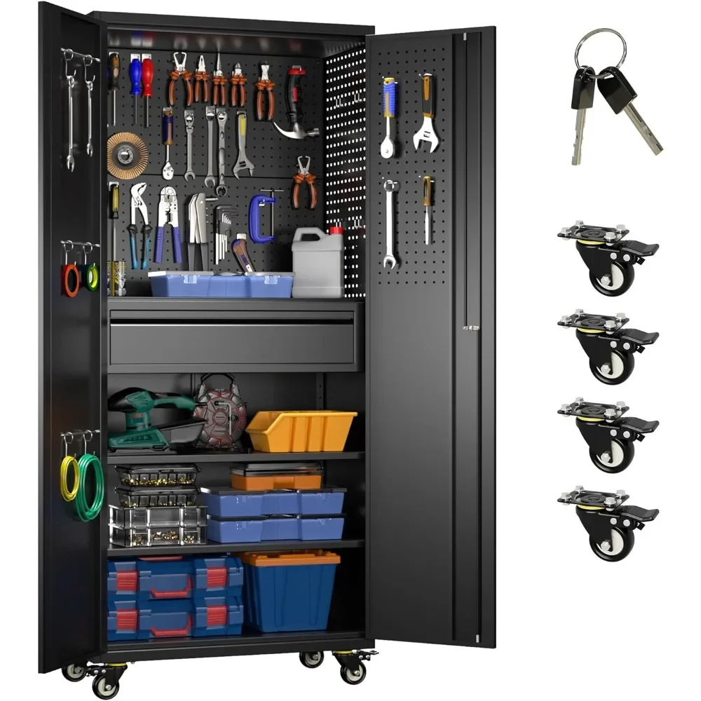 Metal Storage Cabinet with Wheels, Steel Storage Cabinet with 1 Drawers and 2 Adjustable Shelves for Homes, Offices, Kitchens
Metal Storage Cabinet with Wheels, Steel Storage Cabinet with 1 Drawers and 2 Adjustable Shelves for Homes, Offices, Kitchens
