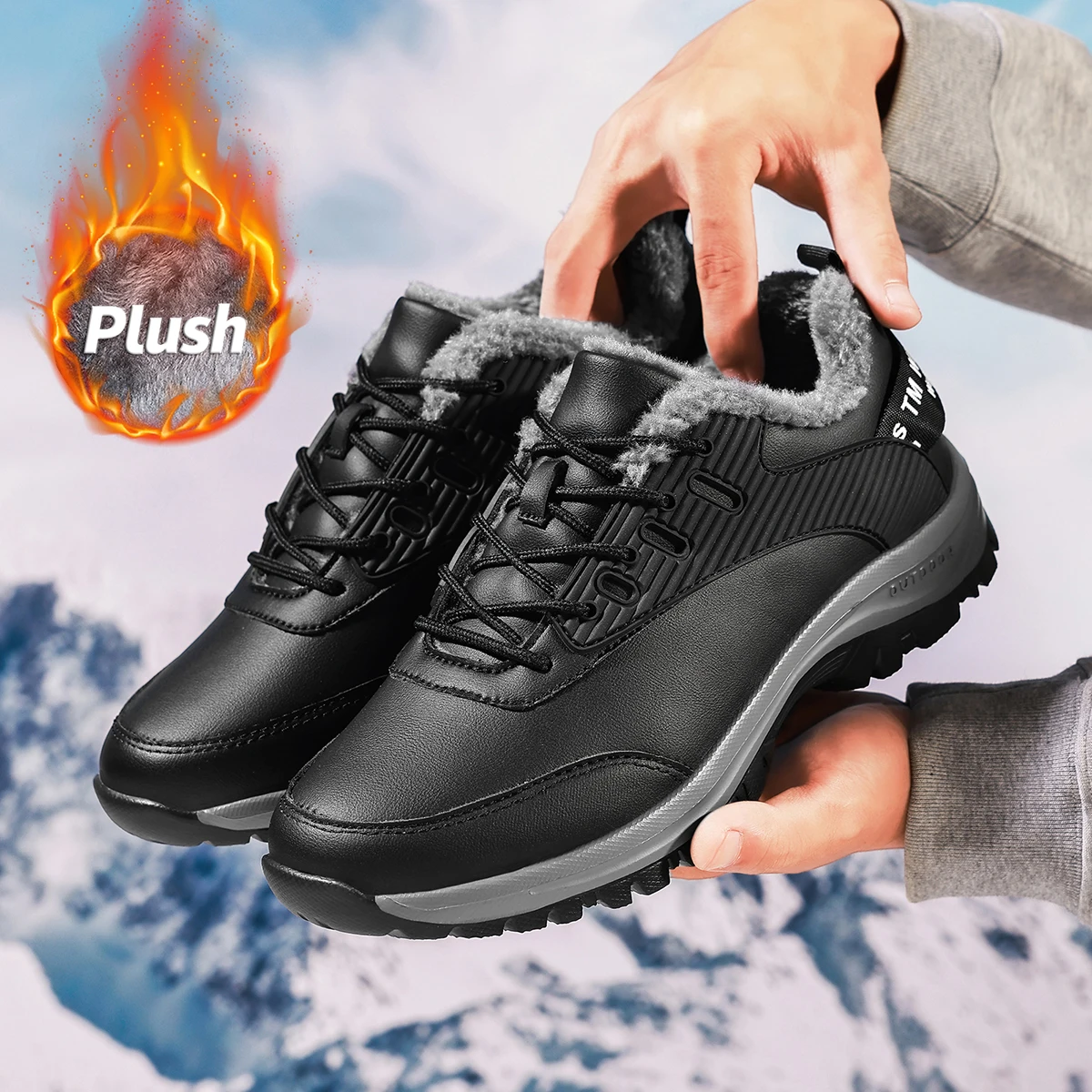 ELUVA Winter Boots for Men Waterproof PU Leather Warm Snow Ankle Boots Outdoor Warm Plush Non-slip Hiking Shoes for Man
ELUVA Winter Boots for Men Waterproof PU Leather Warm Snow Ankle Boots Outdoor Warm Plush Non-slip Hiking Shoes for Man