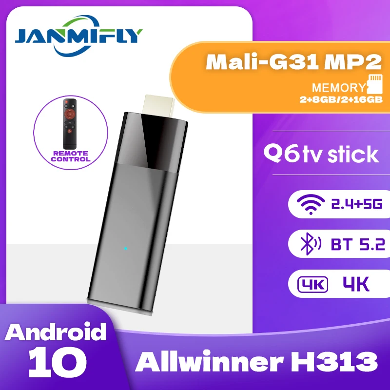 Q6 Android 10 TV Stick BT5.2 HDR Set Top OS HD 4K WiFi 2.4/5.8G Smart TV Sticks For Google YouTube NETFLIX Network Media Play
Q6 Android 10 TV Stick BT5.2 HDR Set Top OS HD 4K WiFi 2.4/5.8G Smart TV Sticks For Google YouTube NETFLIX Network Media Play
