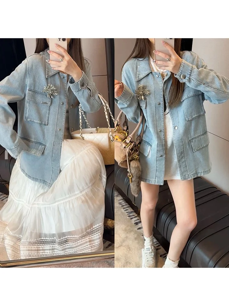 Mimius Women's Washed Denim Jacket Loose Short Fashion Top Summer New Style Cotton Blend Straight Cut Casual Wear
Mimius Women's Washed Denim Jacket Loose Short Fashion Top Summer New Style Cotton Blend Straight Cut Casual Wear