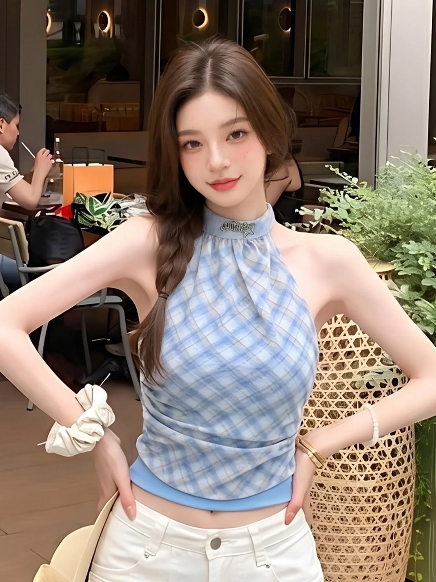 Sexy Backless Neck Hanging Vest Women's Summer Vintage Plaid Slim Fit Sleeveless Top Fashion Trend Hot Girl Style Citywalk
Sexy Backless Neck Hanging Vest Women's Summer Vintage Plaid Slim Fit Sleeveless Top Fashion Trend Hot Girl Style Citywalk