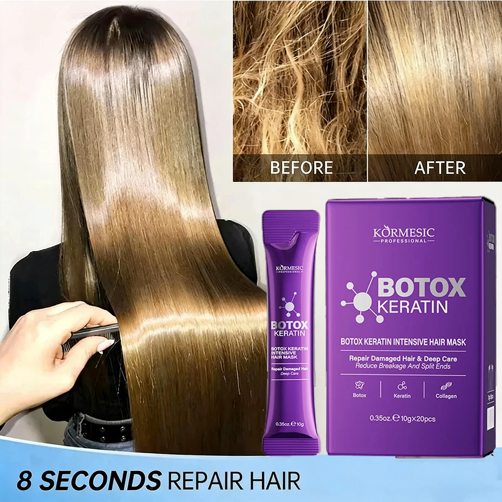 Keratin Hair Mask,5-Second Repair for Damaged & Frizzy Hair, Deep Moisturizing Treatment for Soft, Smooth Shiny Hair
Keratin Hair Mask,5-Second Repair for Damaged & Frizzy Hair, Deep Moisturizing Treatment for Soft, Smooth Shiny Hair