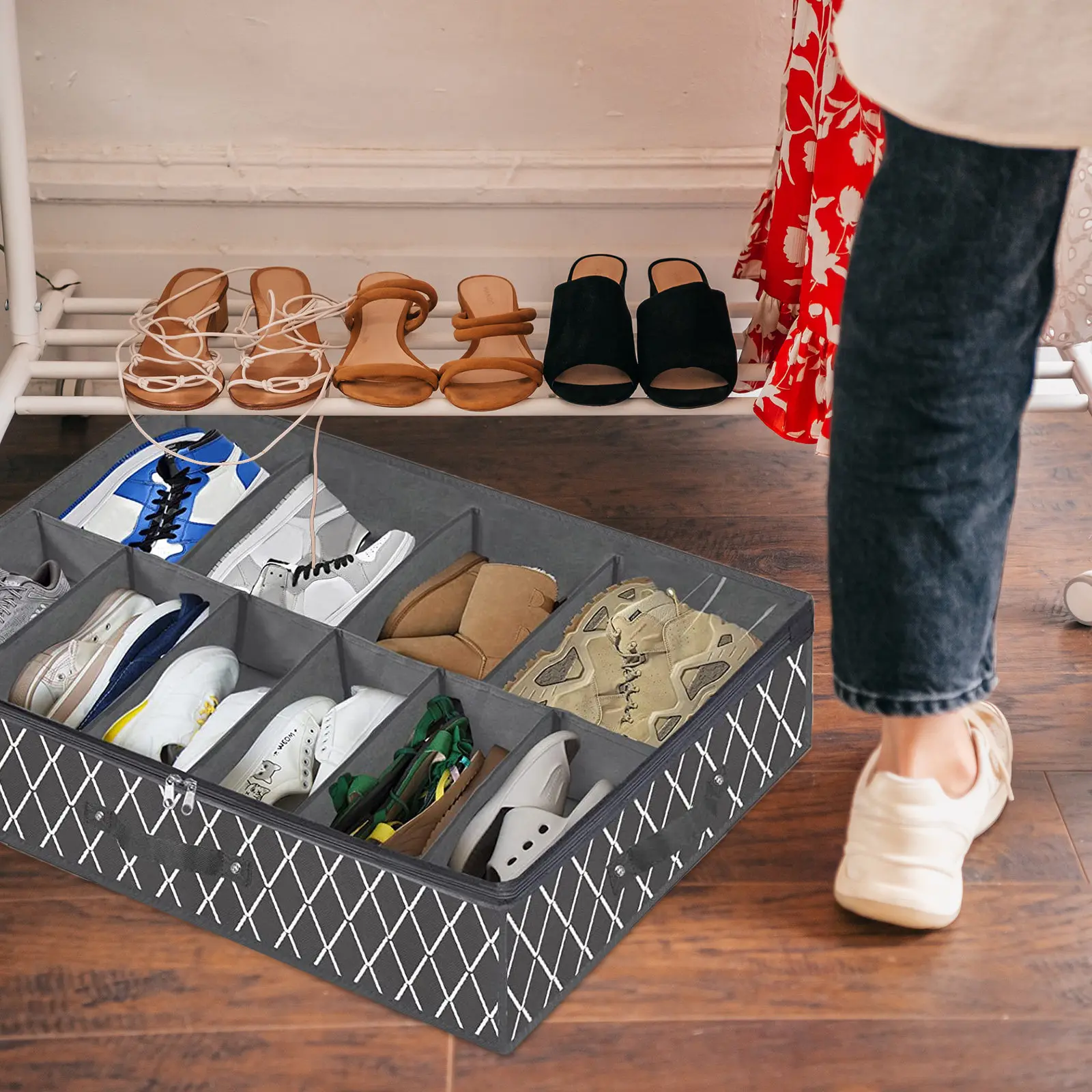 Underbed Shoe Organizer Travel Shoe Bag Breathable Fabric Dustproof Zipper Storage Pouch for Home Closet Luggage Organization
Underbed Shoe Organizer Travel Shoe Bag Breathable Fabric Dustproof Zipper Storage Pouch for Home Closet Luggage Organization