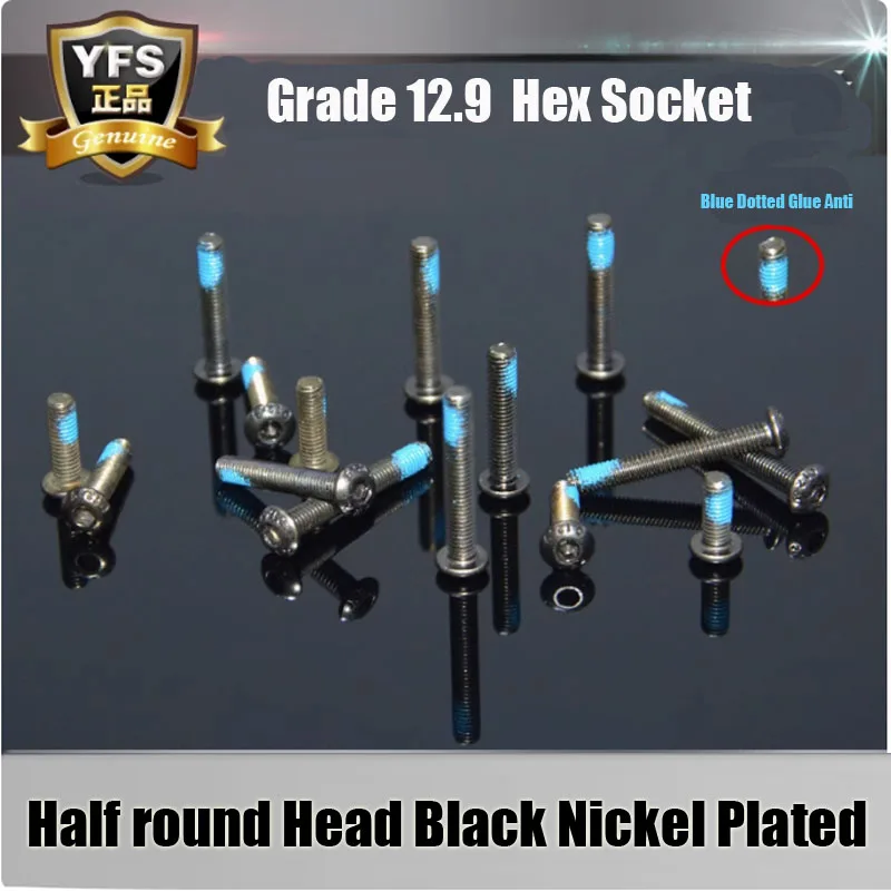 M3 half round Head Screw Blue Dotted Glue Anti Hex Socket Grade 12.9 Black Nickel Plated Antirust Screws 10PCS
M3 half round Head Screw Blue Dotted Glue Anti Hex Socket Grade 12.9 Black Nickel Plated Antirust Screws 10PCS