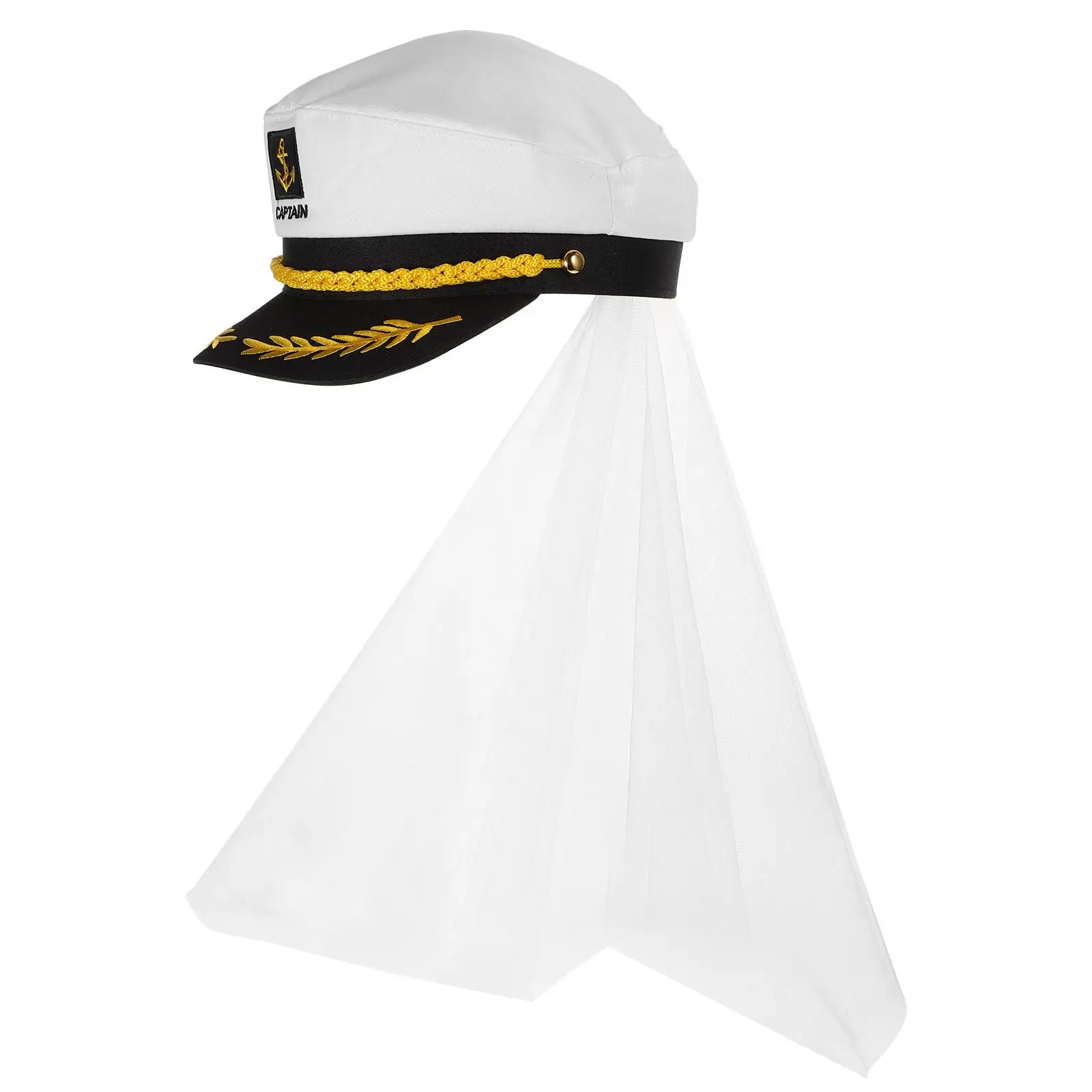 1PCS Navy Hat Bride Veil Cloth Comfortable Captain Hat Breathable Wedding Party Cosplay Stage Travel Sailor Prop
1PCS Navy Hat Bride Veil Cloth Comfortable Captain Hat Breathable Wedding Party Cosplay Stage Travel Sailor Prop