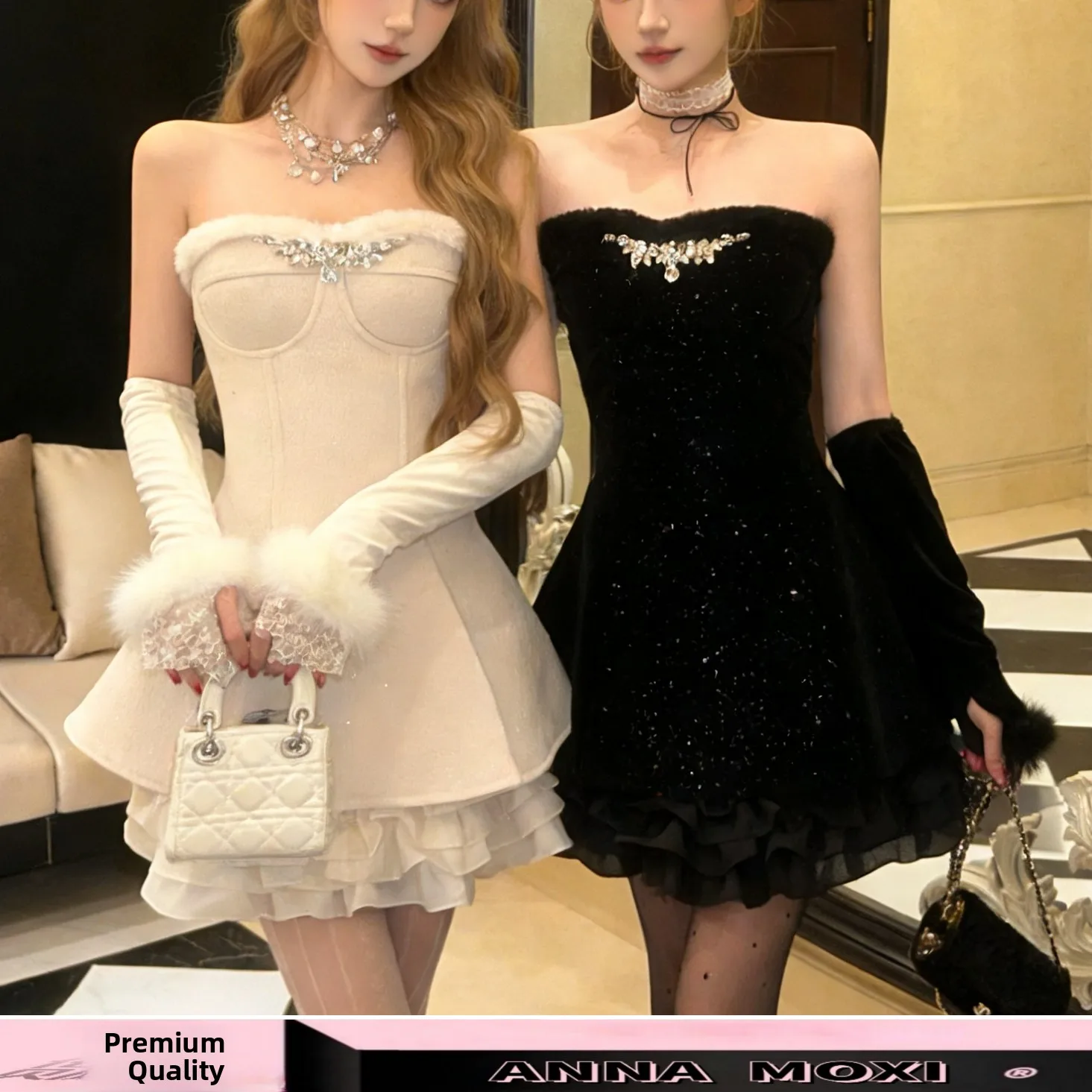 Sexy Shoulder Bared Strapless Ball Gown Women's Fashion Set Long Sleeve Puffy Skirt Waist Cinched Sparkling Two Tone Evening ...
Sexy Shoulder Bared Strapless Ball Gown Women's Fashion Set Long Sleeve Puffy Skirt Waist Cinched Sparkling Two Tone Evening ...