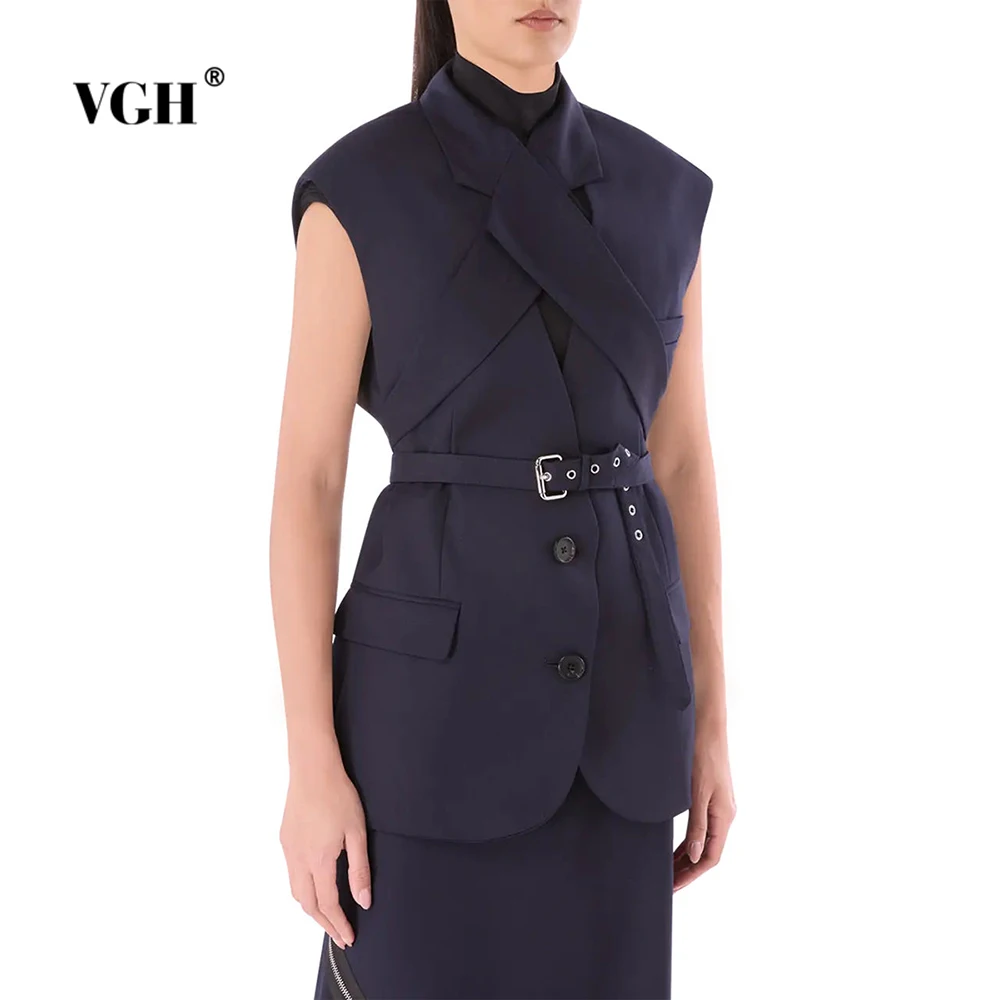 VGH Balck Color Office Spliced Sahses Waistcoat for Women Lapel Sleeveless Patchwork Single Breasted Veat Jackets Female Fashion
VGH Balck Color Office Spliced Sahses Waistcoat for Women Lapel Sleeveless Patchwork Single Breasted Veat Jackets Female Fashion