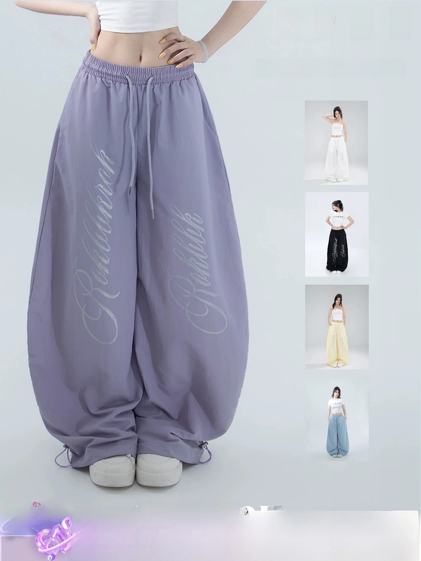 ROKBBK-K Korean Style Women's Wide Leg Pants Purple Sporty Streetwear Drapey Long Trousers Casual Loose Fit Nylon Fabric
ROKBBK-K Korean Style Women's Wide Leg Pants Purple Sporty Streetwear Drapey Long Trousers Casual Loose Fit Nylon Fabric