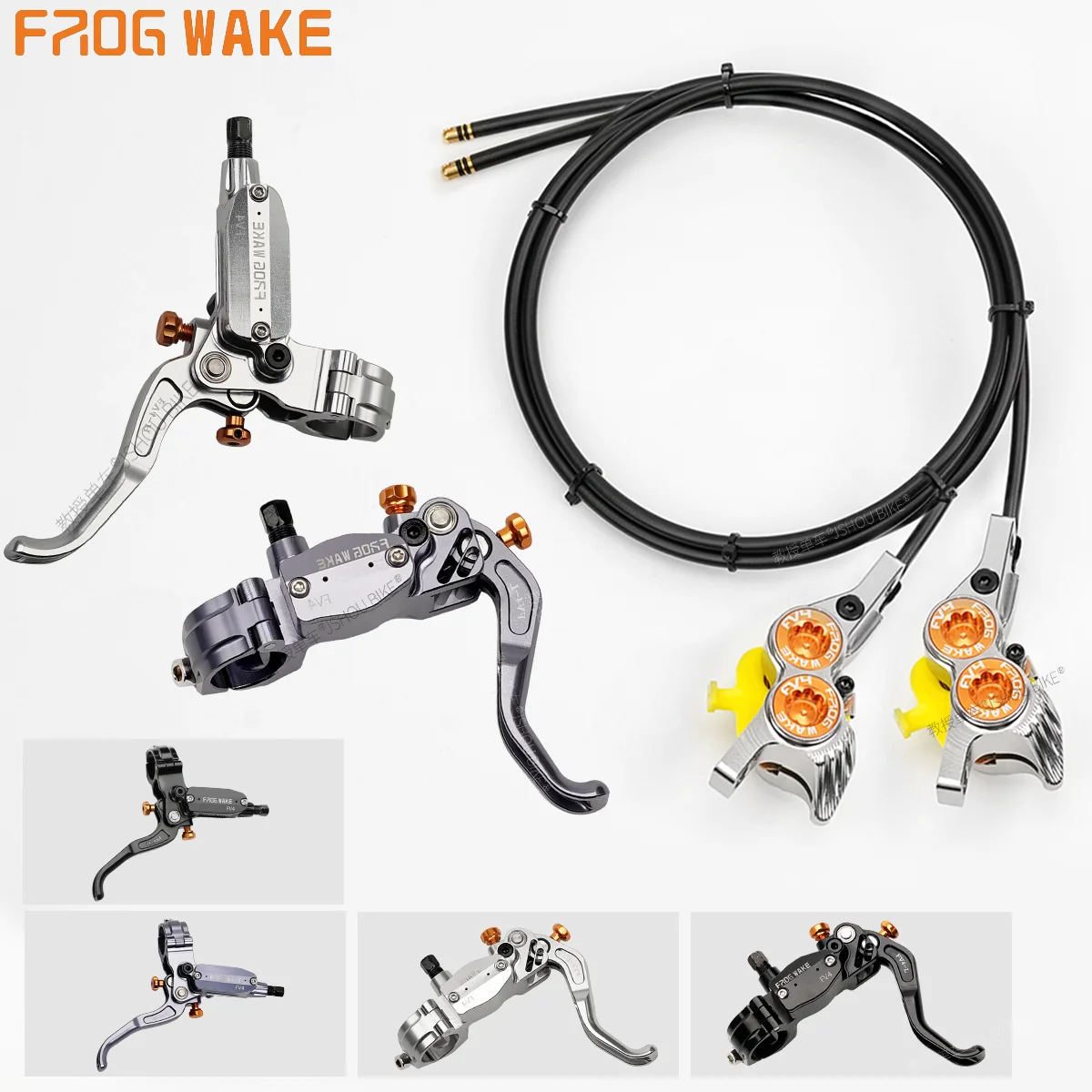 FROG WAKE FV4 4-piston hydraulic disc brake kit Split type aluminum inline radial Front /rear brake Grey/Silver/black bike part
FROG WAKE FV4 4-piston hydraulic disc brake kit Split type aluminum inline radial Front /rear brake Grey/Silver/black bike part
