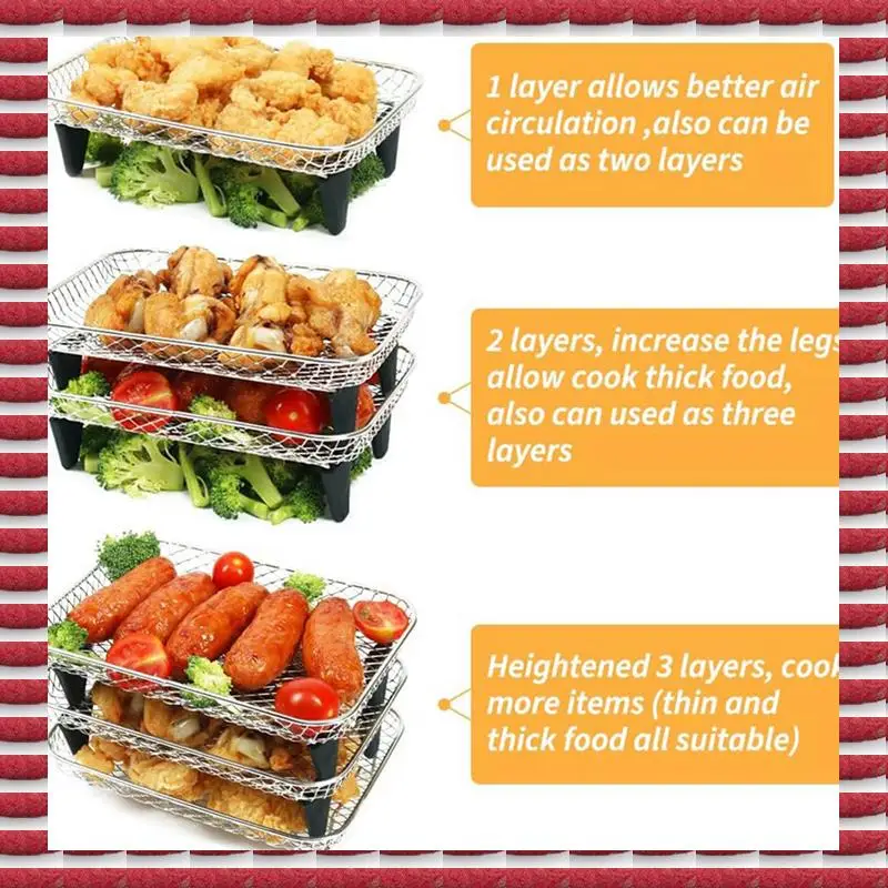 A97G 2X Air Fryer Rack For Ninja Dual Basket, 3 Layers, Stacking Bacon Racks, Air Fryer Accessories For Ninja DZ201, DZ401
A97G 2X Air Fryer Rack For Ninja Dual Basket, 3 Layers, Stacking Bacon Racks, Air Fryer Accessories For Ninja DZ201, DZ401